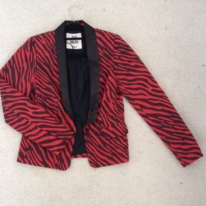 Topshop red and black zebra striped blazer
