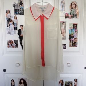 Sleeveless Cream Button Up