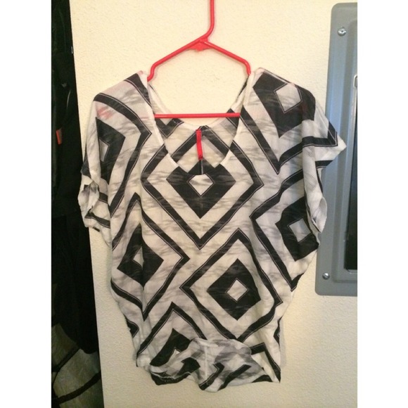 White/Navy Batwing Top