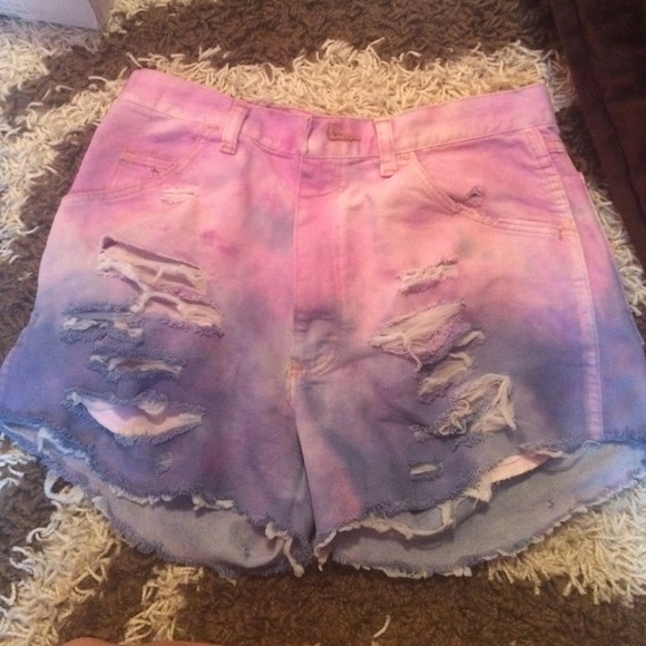 Pink to Purple high Waisted Shorts - Picture 1 of 2