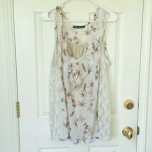 Dragonfly print lace top