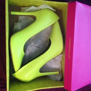 Neon Yellow Patent Pumps