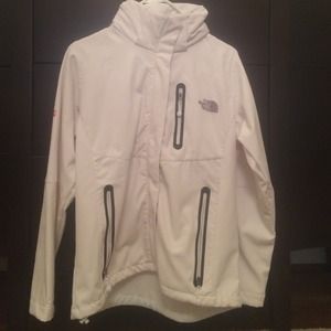 FABULOUS white Northface rain jacket with hood!