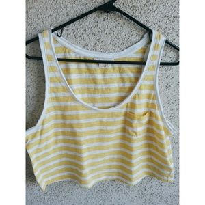 yellow and white striped crop tank