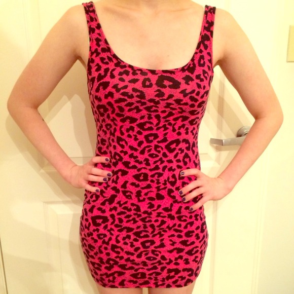 Forever 21 Pink Leopard Print Bodycon Dress