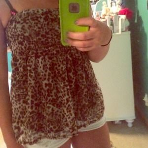 Cheetah print strapless top