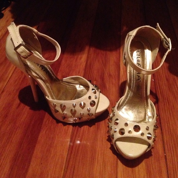 Nude Gold Studded Heels