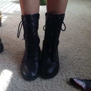 Black combat boots