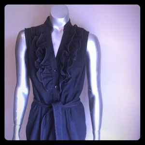 Sandra Darren Ruffled Front Denim Dress Sz 10