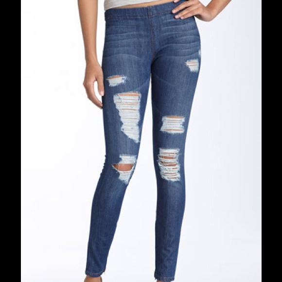 distressed jean leggings