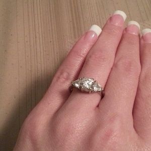 Stunning CZ Sterling Silver Engagement Ring