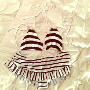 Black and White Striped Swim suit!
