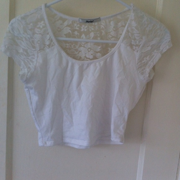 White Floral Lace crop top
