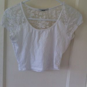 White Floral Lace crop top