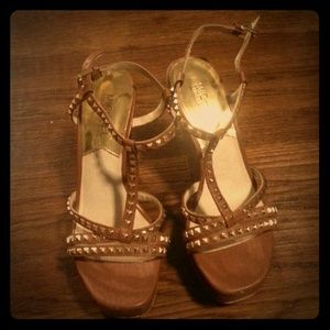 Brown and Gold wedges Michael Kors
