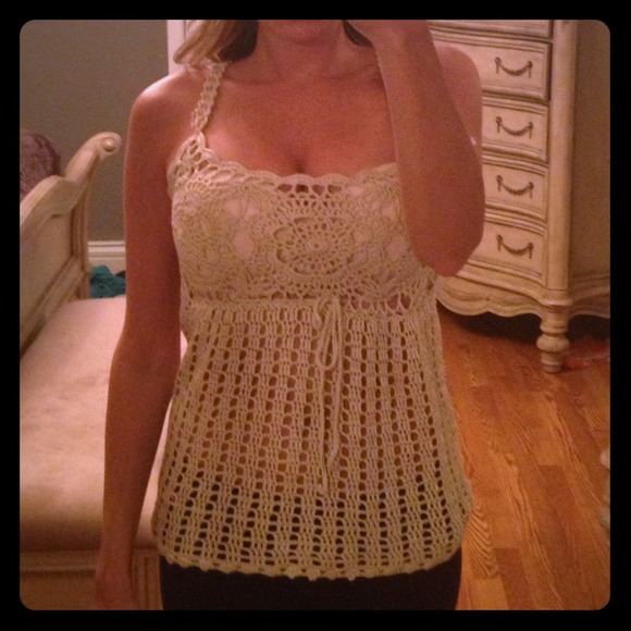 Taupe crochet tank top. Size small. Never worn.