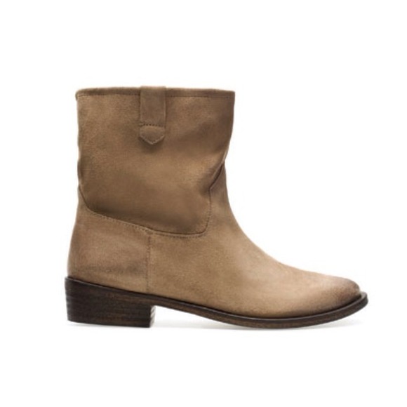 Zara real leather taupe suede ankle boots 8 eu 39 - Picture 2 of 4