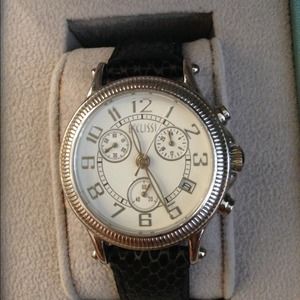 ECCLISSI Leather Band Sterling Silver Watch