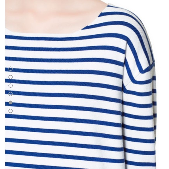 Zara blue white striped Nautical Sailor sweater L - Picture 2 of 4