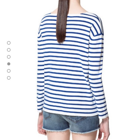 Zara blue white striped Nautical Sailor sweater L - Picture 4 of 4