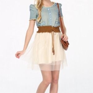 Blue denim dress with ruffle skirt!