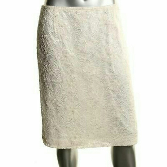 Tahari Arthur S. Levine Luxe Dresses & Skirts - Reduced Tahari Bob Ivory Lace Sequined Skirt NWT