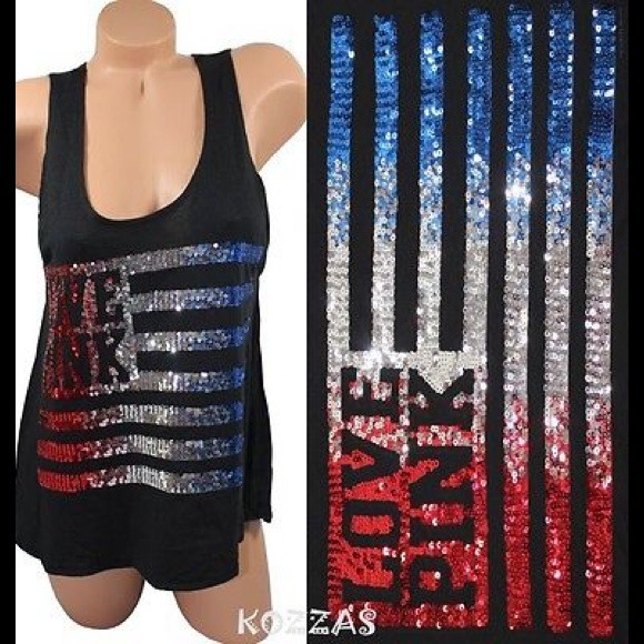 Sold:Victoria Secret PINK American Flag tank top - Picture 1 of 1