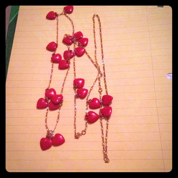 Long heart necklace chain copper color