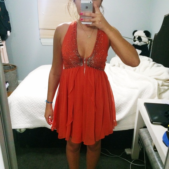 NWT Topshop glitzy orange dress