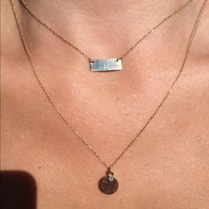 solid 14k gold name plate & initial necklace