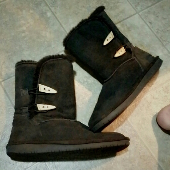 Brown Buttoned Bearpaw Boots