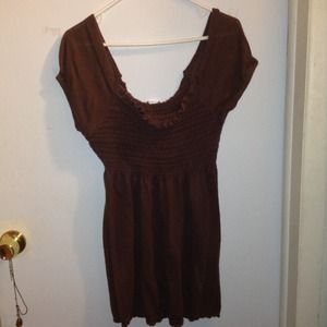 Brown smocked top