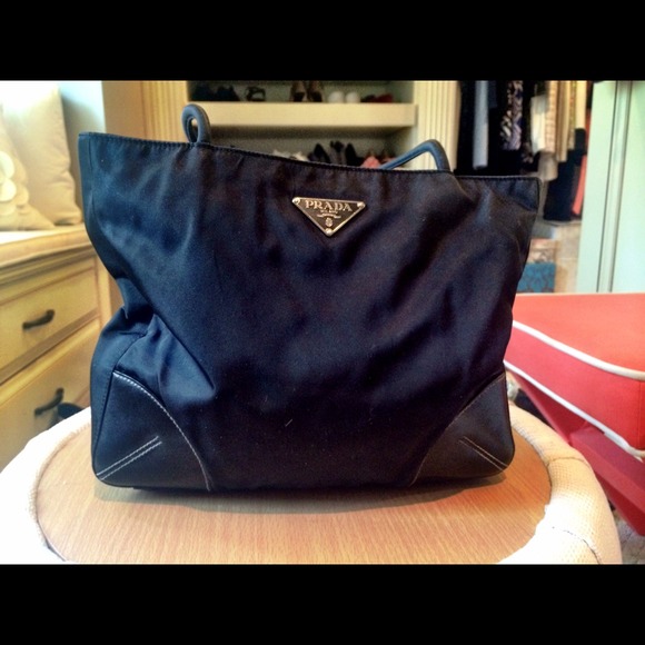 Black nylon prada tote purse