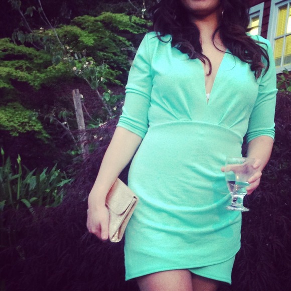 Turquoise dress 3:4 sleeves