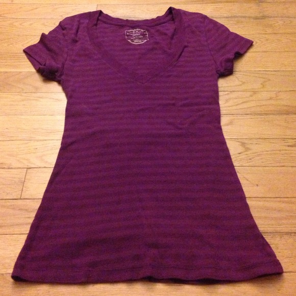 Purple striped Vneck