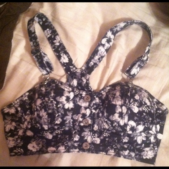 Floral jean crop top