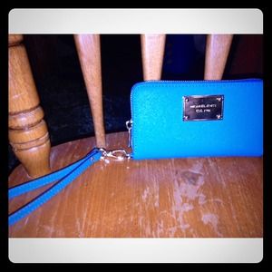 Summer Blue large Saffiano Wallet/wrist phone case