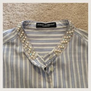 Dolce and Gabbana beaded striped top