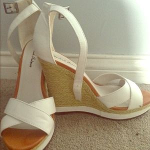 Michael Antonio White Wedge Sandal