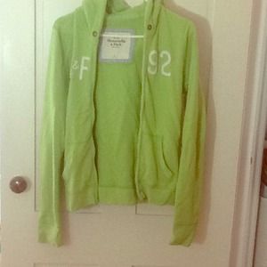 A&F lime green zippered sweatshirt