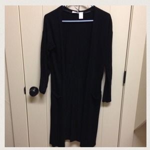 Knee length black cardigan