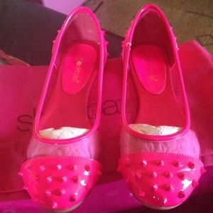 Pink Spiked Heel & Toe Flat