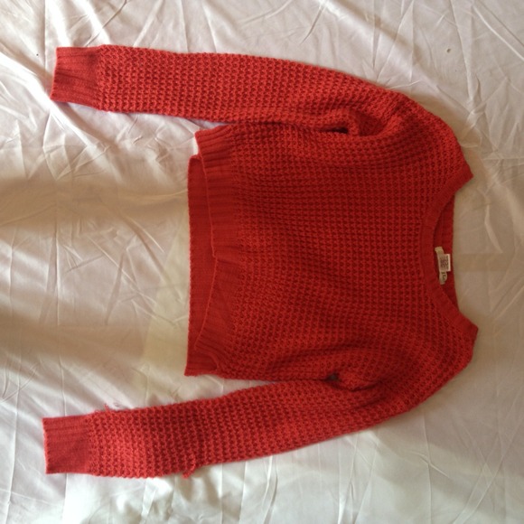 Orange knitted cropped sweater