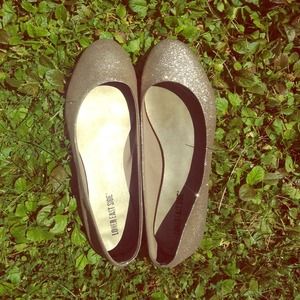 Sparkly gold ballet flats
