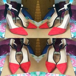 Red Black and Nude Zara Heels