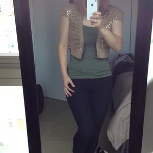 Gorgeous gold sequin BCBG capelet sweater!