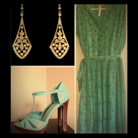 LC Lauren Conrad green set chiffon dress size 10