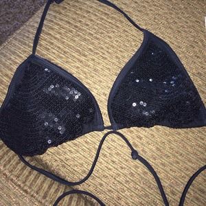 Black small sequin bathing suit top