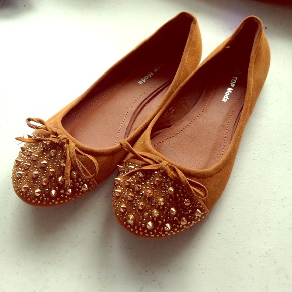 Top Moda Shoes - Gold studded rhinestone flats NEVER WORN