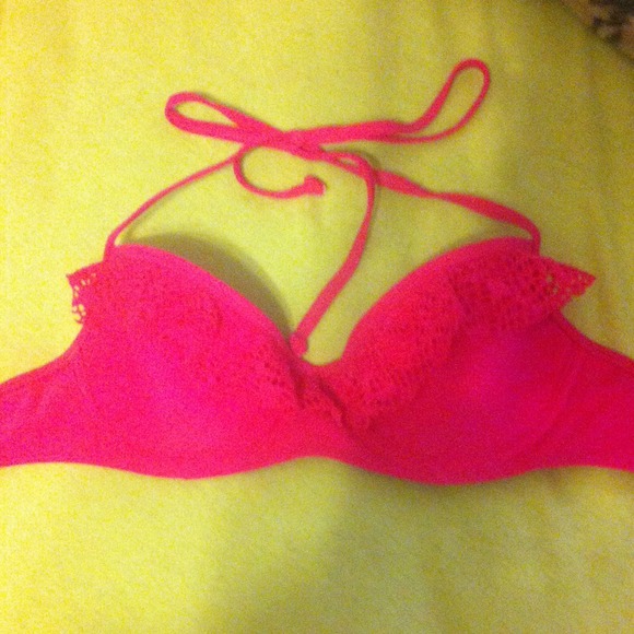 NWOT hot pink crochet hollister bikini top